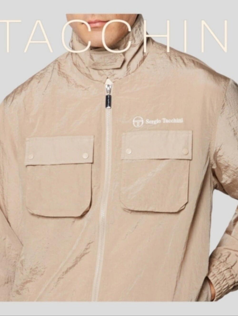 Brand New Sergio Tacchini Men's Light Beige Utility Sweatsuit.